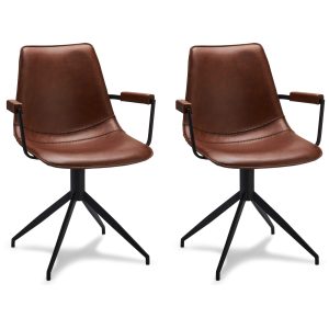 Furnhouse eetkamerstoelen armleuning Isabel – Lichtbruin – Kunstleer –