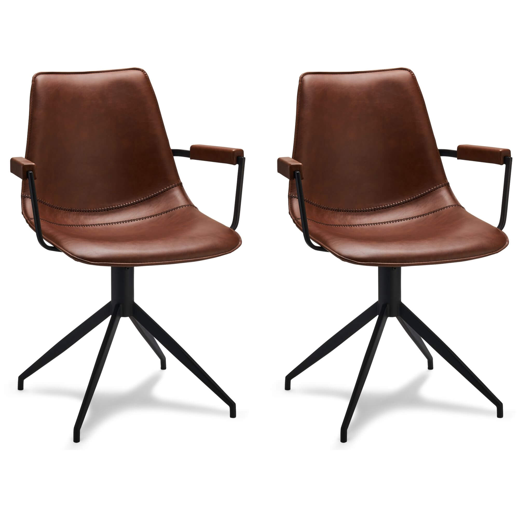 Furnhouse eetkamerstoelen armleuning Isabel - Lichtbruin - Kunstleer -
