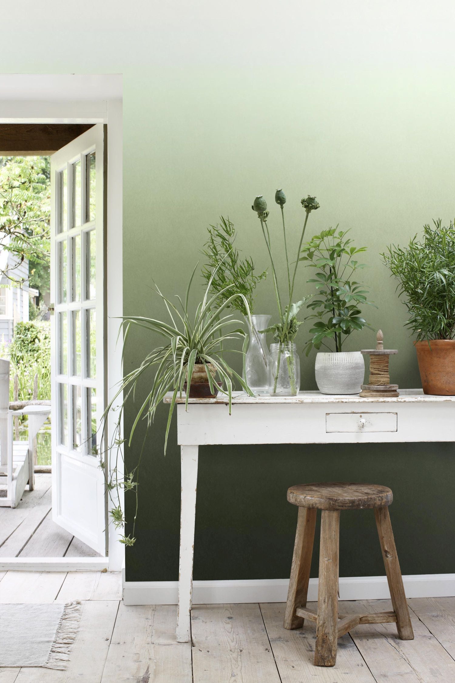 ESTAhome fotobehang kamerhoog dip dye kleurverloop groen - 200 x 279 c