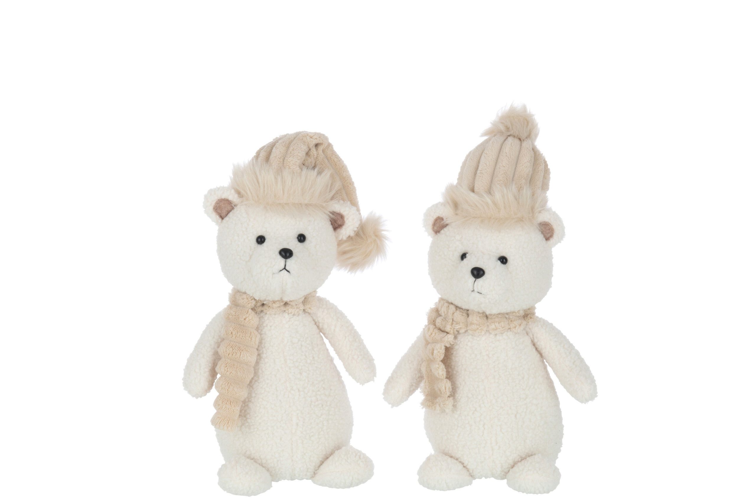J-Line figuur Beer Hoed Sjaal - textiel - beige - small - 2 stuks