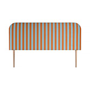 Gestoffeerd fluwelen hoofdbord met strepen blauw en oranje 190x97cm Gestoffeerd fluwelen hoofdbord met strepen blauw en oranje 190x97cm