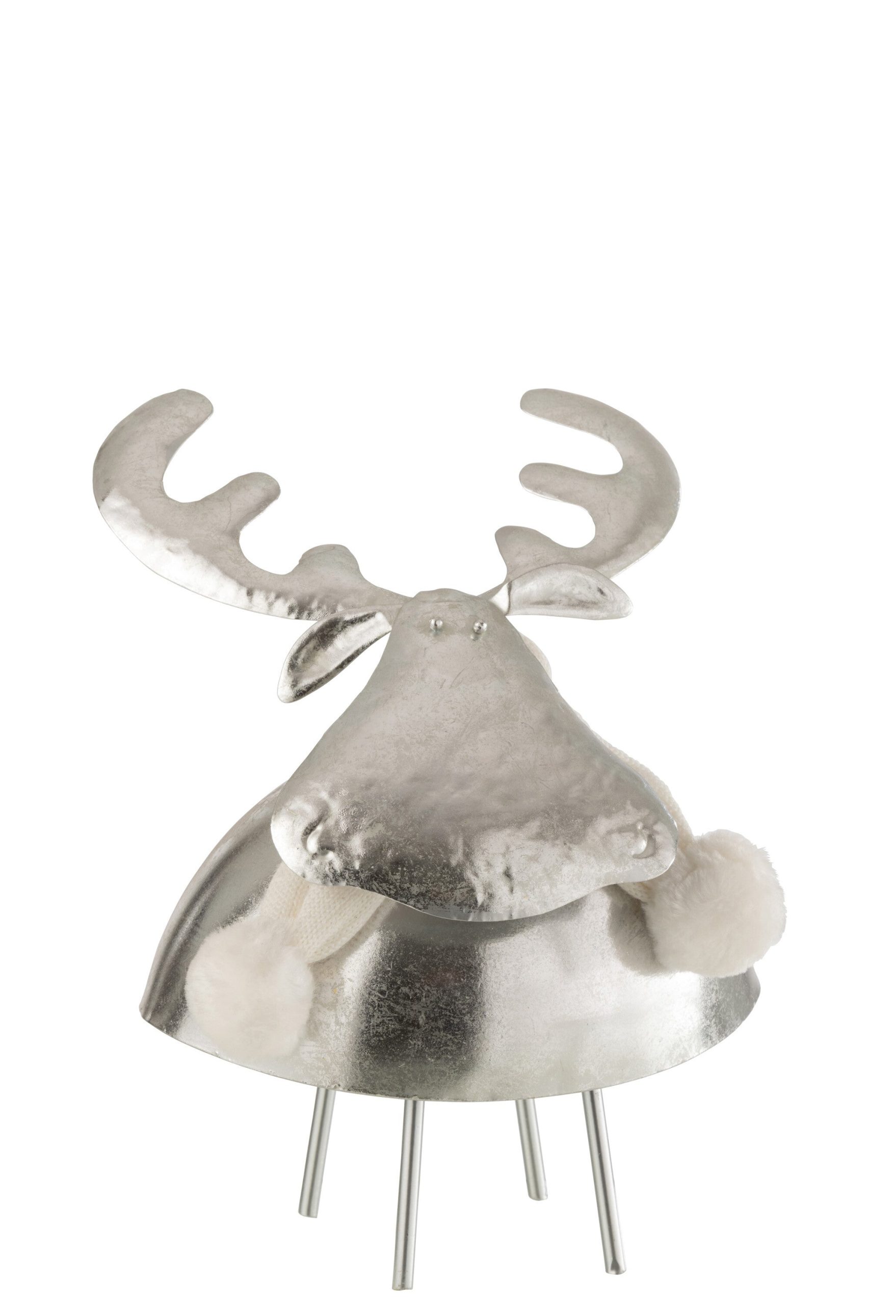 J-Line figuur Hert - metaal/textiel - zilver/wit - large