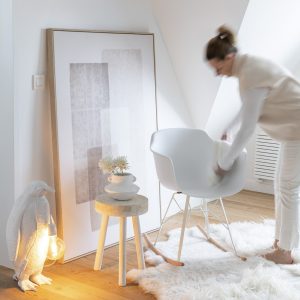J-Line kruk – hout – wit – 2 stuks
