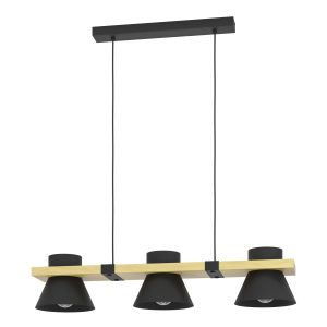 EGLO hanglamp Maccles – e27 – 78 cm – zwart/bruin – hout
