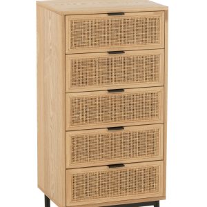 J-Line kast 5 Lades – hout/metaal – naturel/zwart J-Line kast 5 Lades – hout/metaal – naturel/zwart