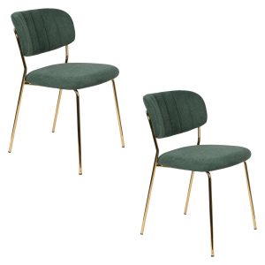 Housecraft Living Jolien Eetkamerstoelen Goud/ Donkergroen – Set van 2 Housecraft Living Jolien Eetkamerstoelen Goud/ Donkergroen – Set van 2