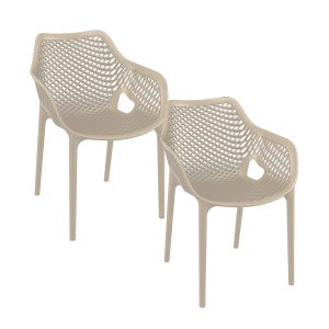 Garden Impressions tuinstoel Air XL design taupe – 2 stuks