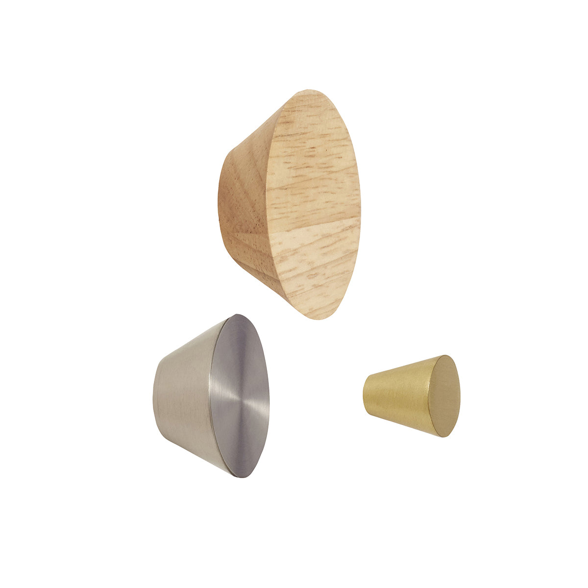 Hübsch haken Cone - ijzer/rubberhout - ø4xh2, ø2xh2, ø6xh2cm