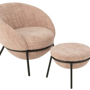 J-Line loungestoel + poef – ijzer – roze/zwart