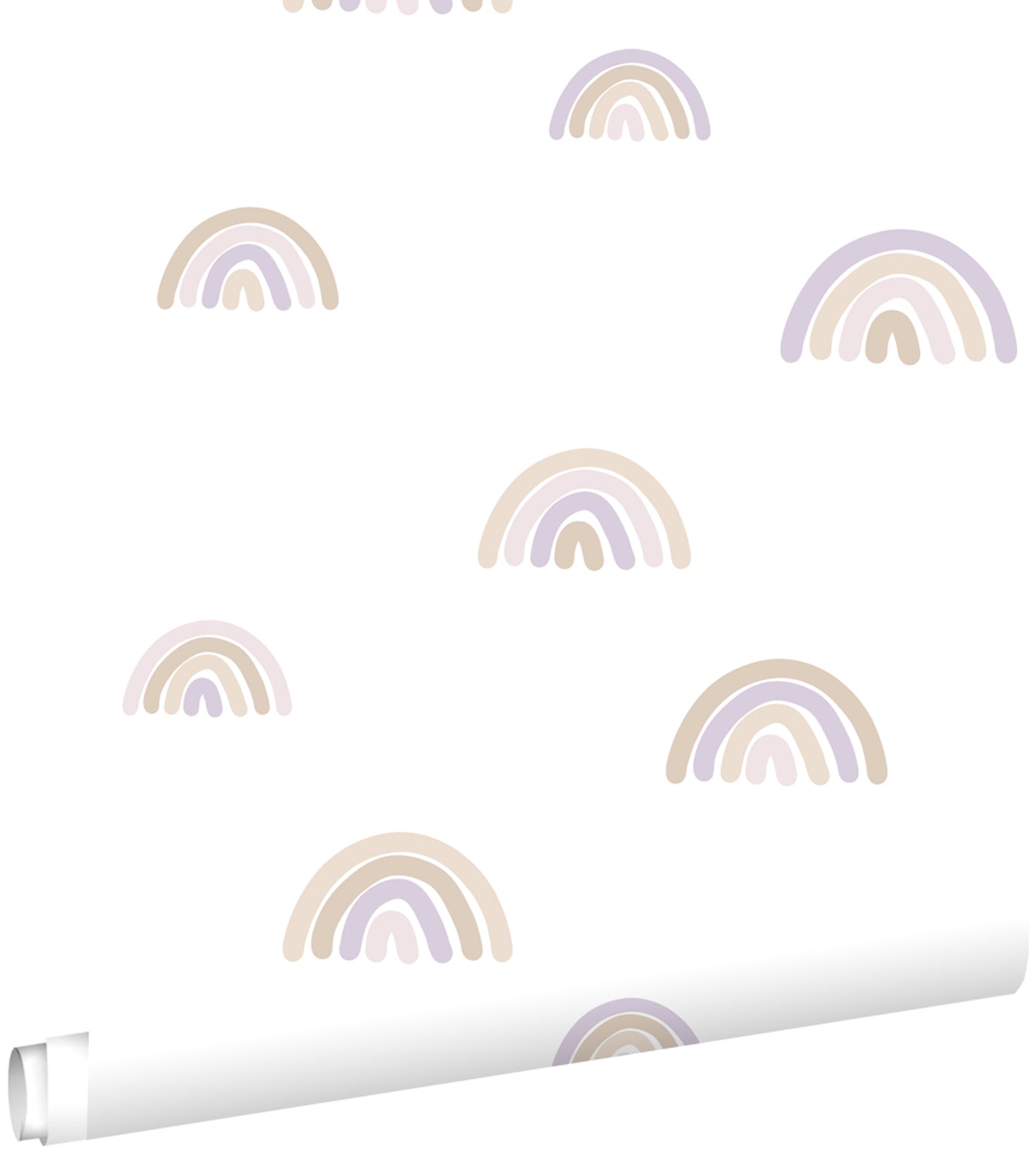 ESTAhome behang regenboogjes lila paars en beige en wit - 53 cm x 10.0