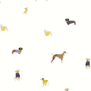 Joules Vliesbehang – Harbour Dogs – Wit – 10mx52cm