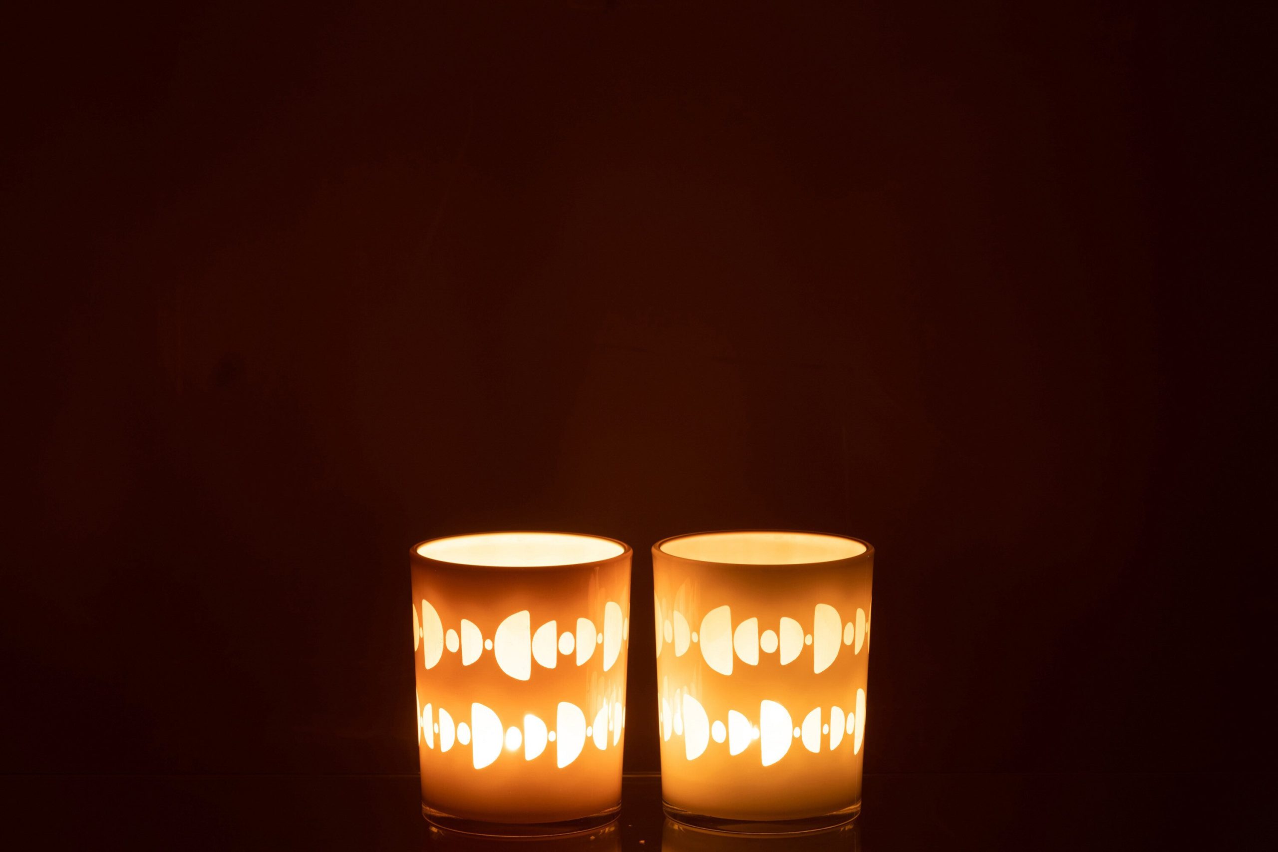 J-Line windlicht Halve Maan - glas - mix - medium - 2 stuks