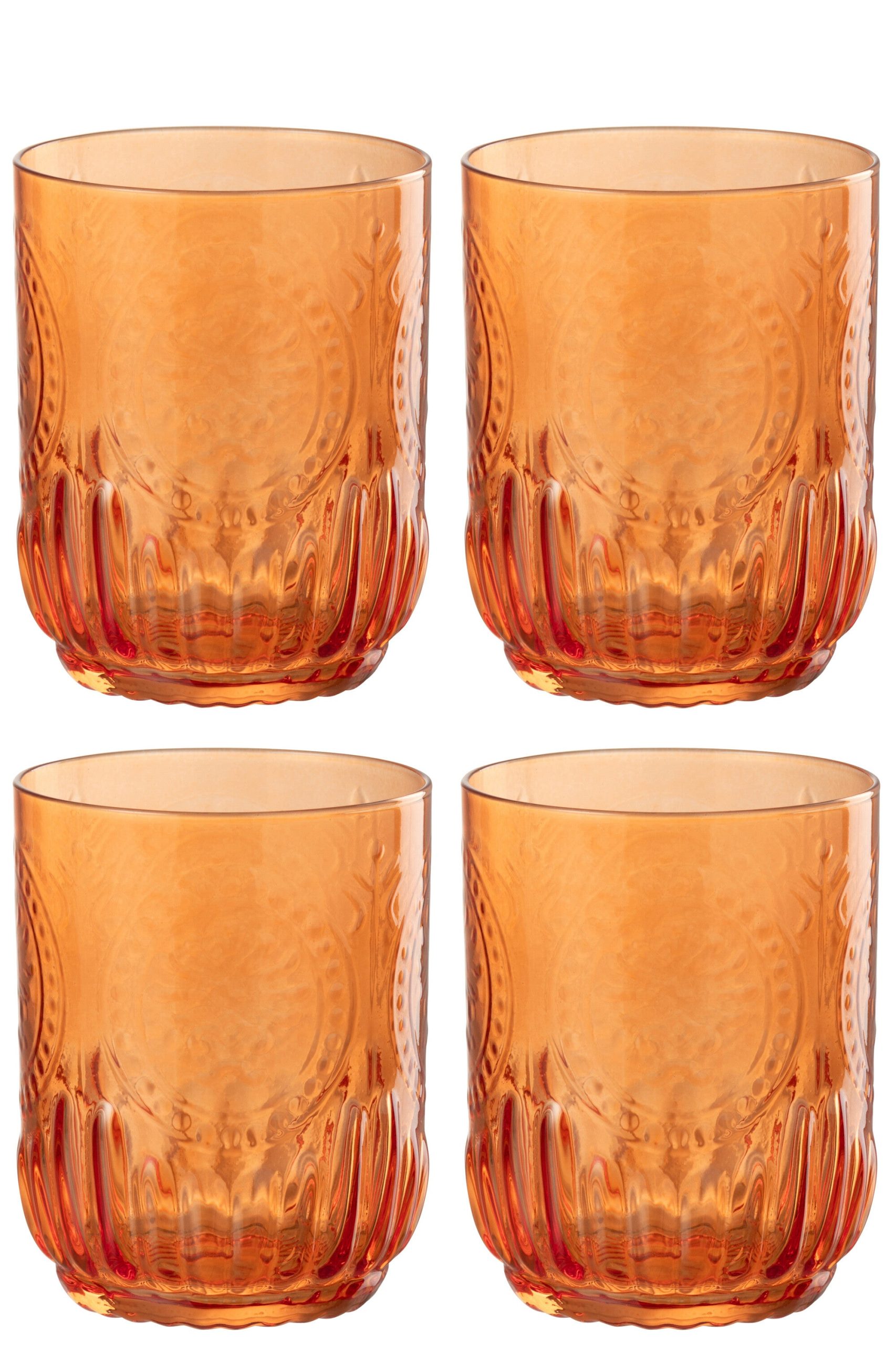 J-Line drinkglas Maya - glas - oranje - giftbox van 4