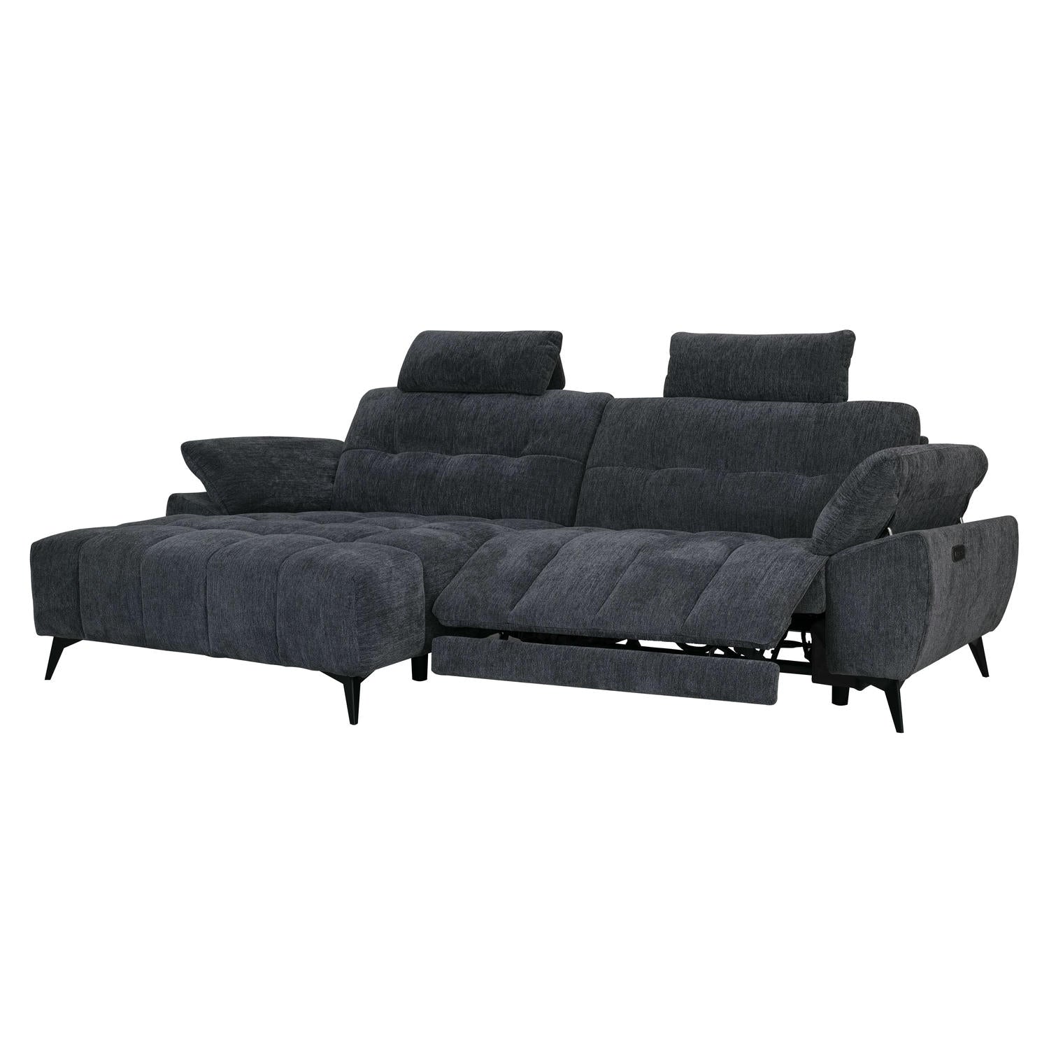 Furnhouse chaise longue bank links Colorado - Zwart - Stof - 156x268x1