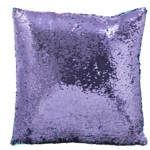 J-Line kussen Omkeerbaar Sequin – textiel – blauw/paars