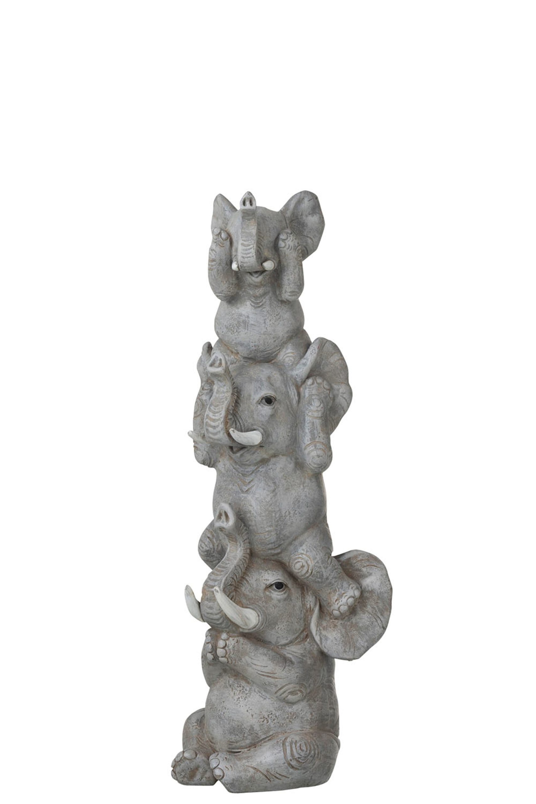 J-Line figuur Olifant Horen/Zien/Zwijgen - polyresin - grijs