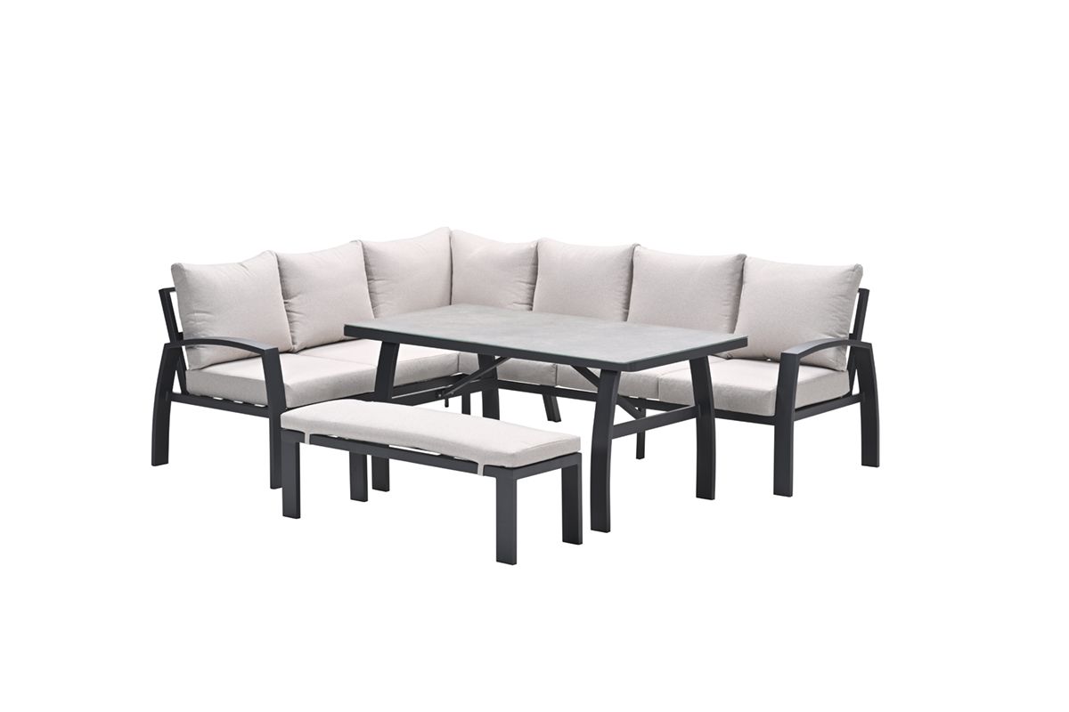 Vasano lounge-dining hoekset - links - 4-dlg. - c. black - sand