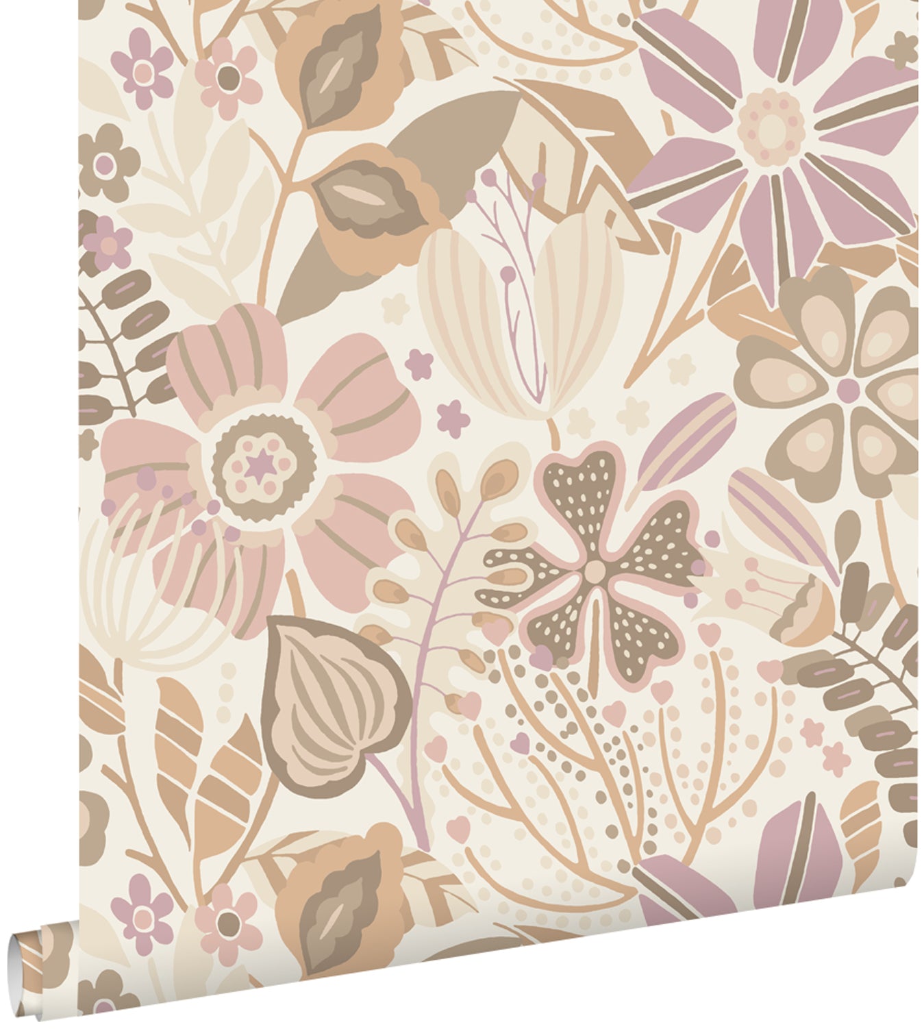 ESTAhome behang bloemmotief beige en lila paars - 53 cm x 10.05 m - 13