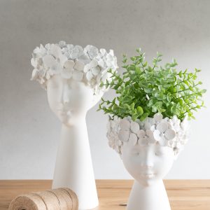 J-Line bloempot Kop – polyresin – wit – large – Ø 21 cm