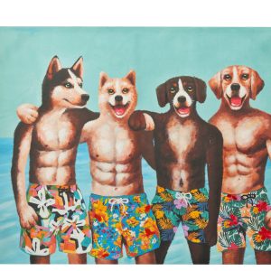 J-Line wanddecoratie Honden Zwemshort – canvas/verf – mix