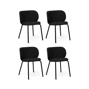 Furnhouse eetkamerstoel Nanna – Zwart – Stof (Bouclé) – Set van 4