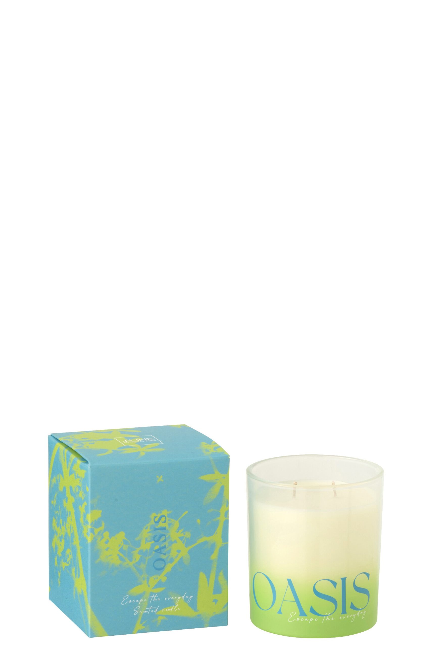 J-Line geurkaars Oasis - Spring Ivy & Neroli - polyresin - blauw/groen