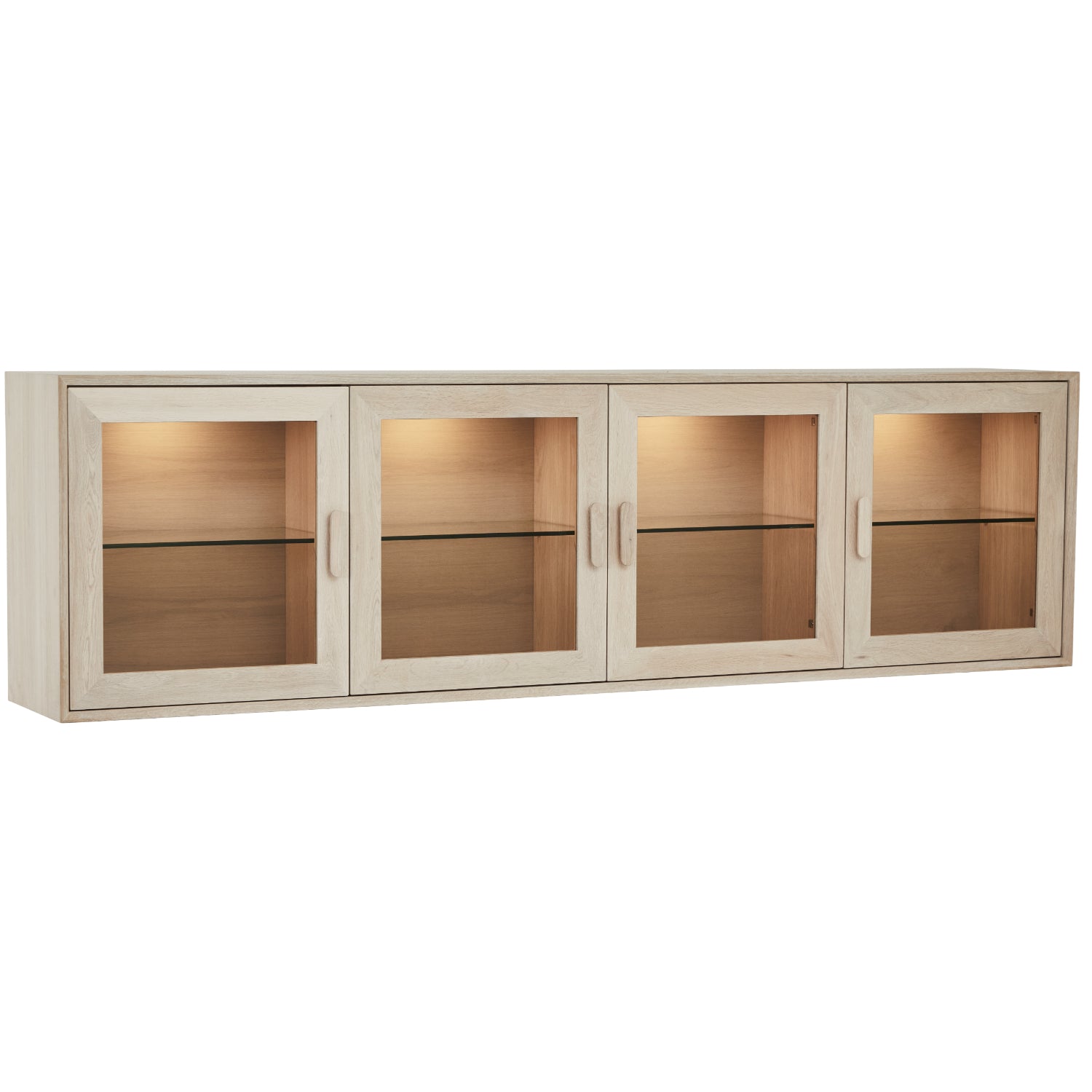 Furnhouse 4-deurs wandkast Porto - Witte olie - MDF, Eikenfineer, Glas