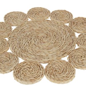 J-Line placemat Rond Bloem – jute – naturel