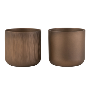 J-Line bloempot Gen – keramiek – goud/koper – medium – 2 stuks – Ø 15