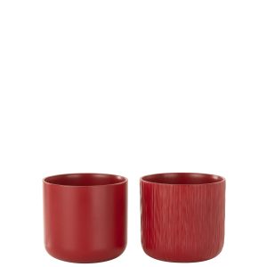 J-Line bloempot Gen – keramiek – rood – small – 2 stuks – Ø 13.5 cm J-Line bloempot Gen – keramiek – rood – small – 2 stuks – Ø 13.5 cm