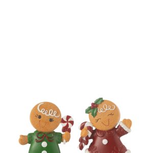J-Line decoratie peperkoek Jongen + Meisje Snoep – polyresin – mix – s J-Line decoratie peperkoek Jongen + Meisje Snoep – polyresin – mix – s