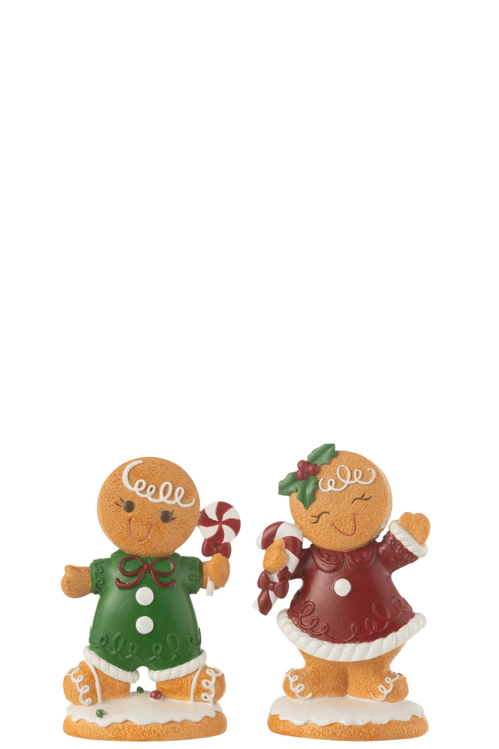 J-Line decoratie peperkoek Jongen + Meisje Snoep - polyresin - mix - s