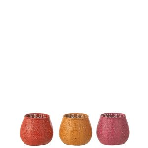 J-Line theelichthouder Cylinder – metaal/glas – mix – small – 3 stuks