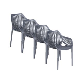Garden Impressions tuinstoel Air XL donker grijs kunststof – 4 stuks