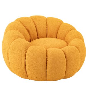 J-Line zetel Bloem – textiel – mosterdgeel