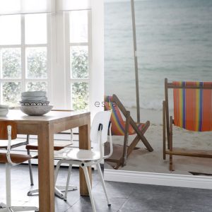 ESTAhome fotobehang strand zeegroen en oranje – 186 x 270 cm – 156512 ESTAhome fotobehang strand zeegroen en oranje – 186 x 270 cm – 156512