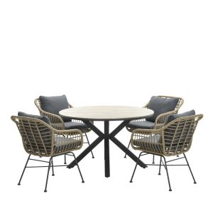 Ronde 4-persoons tuinset – Edison tafel – 4 Margriet stoelen Ronde 4-persoons tuinset – Edison tafel – 4 Margriet stoelen