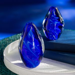 J-Line presse-papier Polypus Ovaal – glas – transparant/blauw – small J-Line presse-papier Polypus Ovaal – glas – transparant/blauw – small