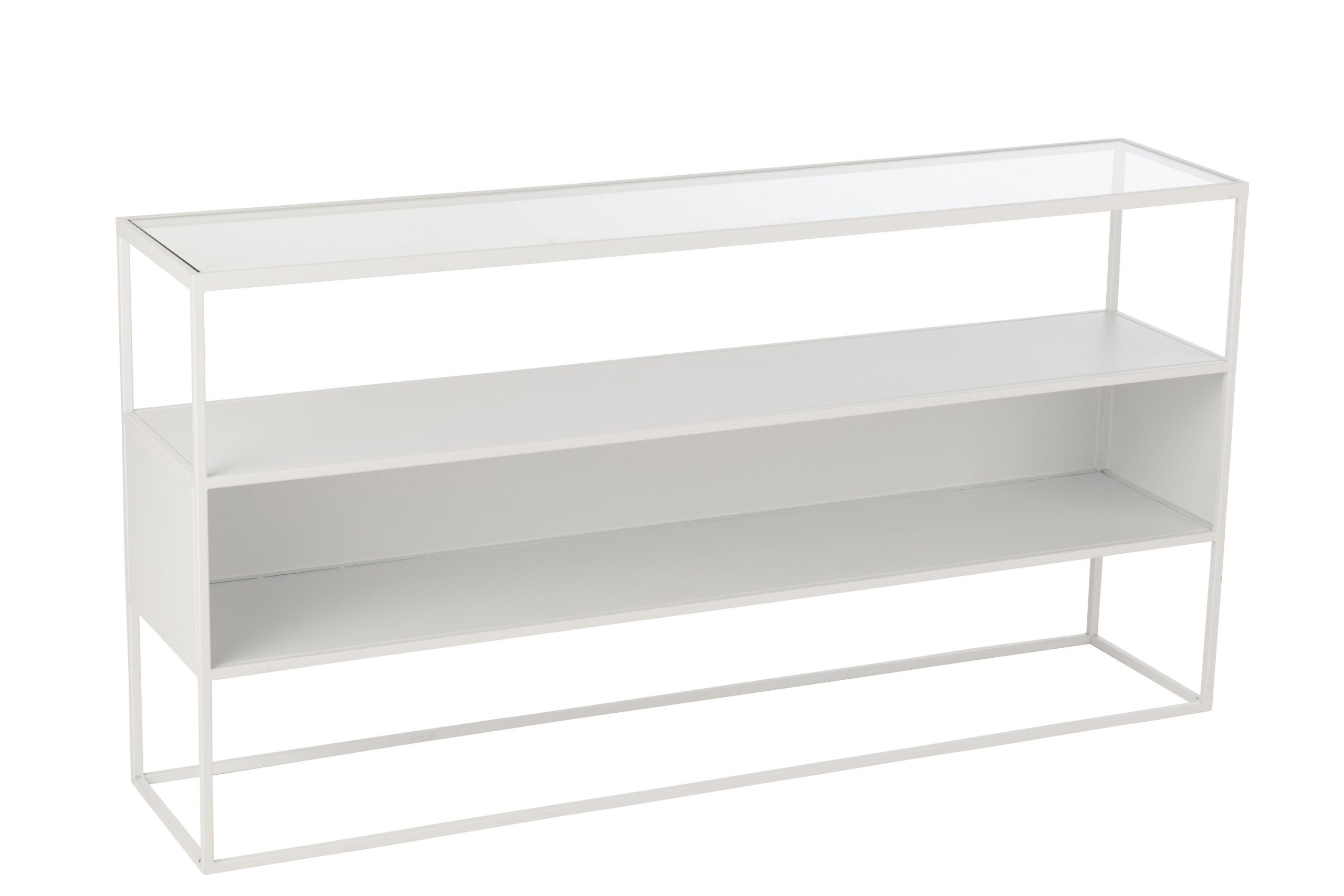 J-Line console Vierkant - metaal/glas - wit