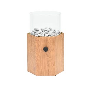 Garden Impressions tafel sfeerhaard Bilboa teak look – hexagon Ø26,5 c