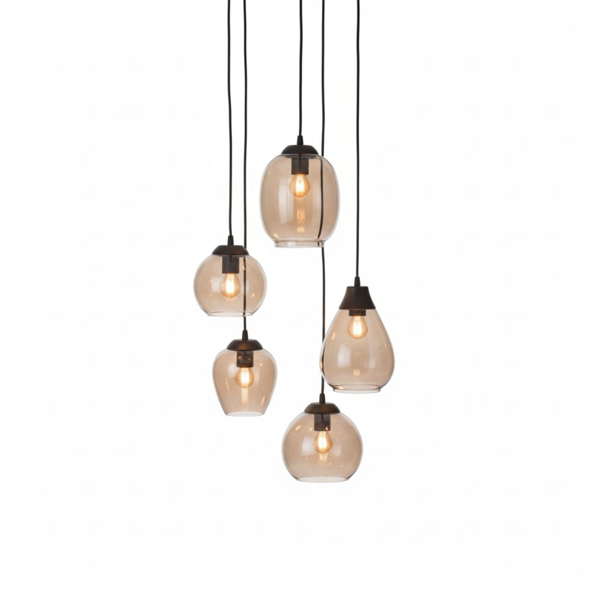 Giga Meubel Hanglamp Getrapt Mix - Chrome Glas - 5-Lichts - 150x43x43c