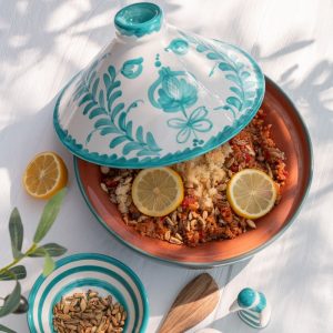 J-Line tajine Granada – keramiek – wit/aqua