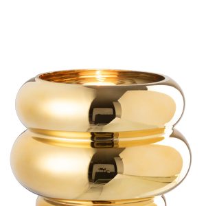 J-Line theelichthouder/vaas Cléa – glas – goud – Ø 20 cm