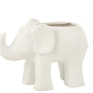 J-Line bloempot Olifant – keramiek – wit – Ø 21.5 cm
