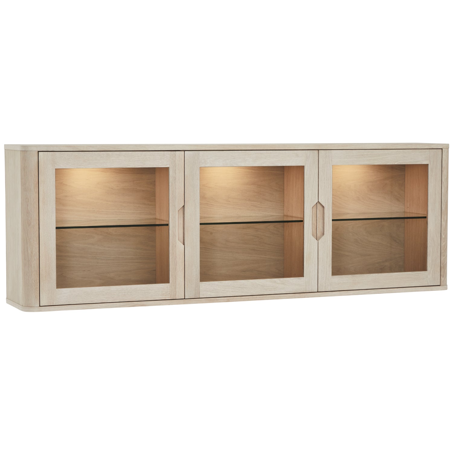 Furnhouse 3-deurs wandkast Nyborg - Witte olie - MDF, Eikenfineer, Gla