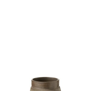 J-Line bloempot Gio – keramiek – bruin – extra small – 2 stuks – Ø 15