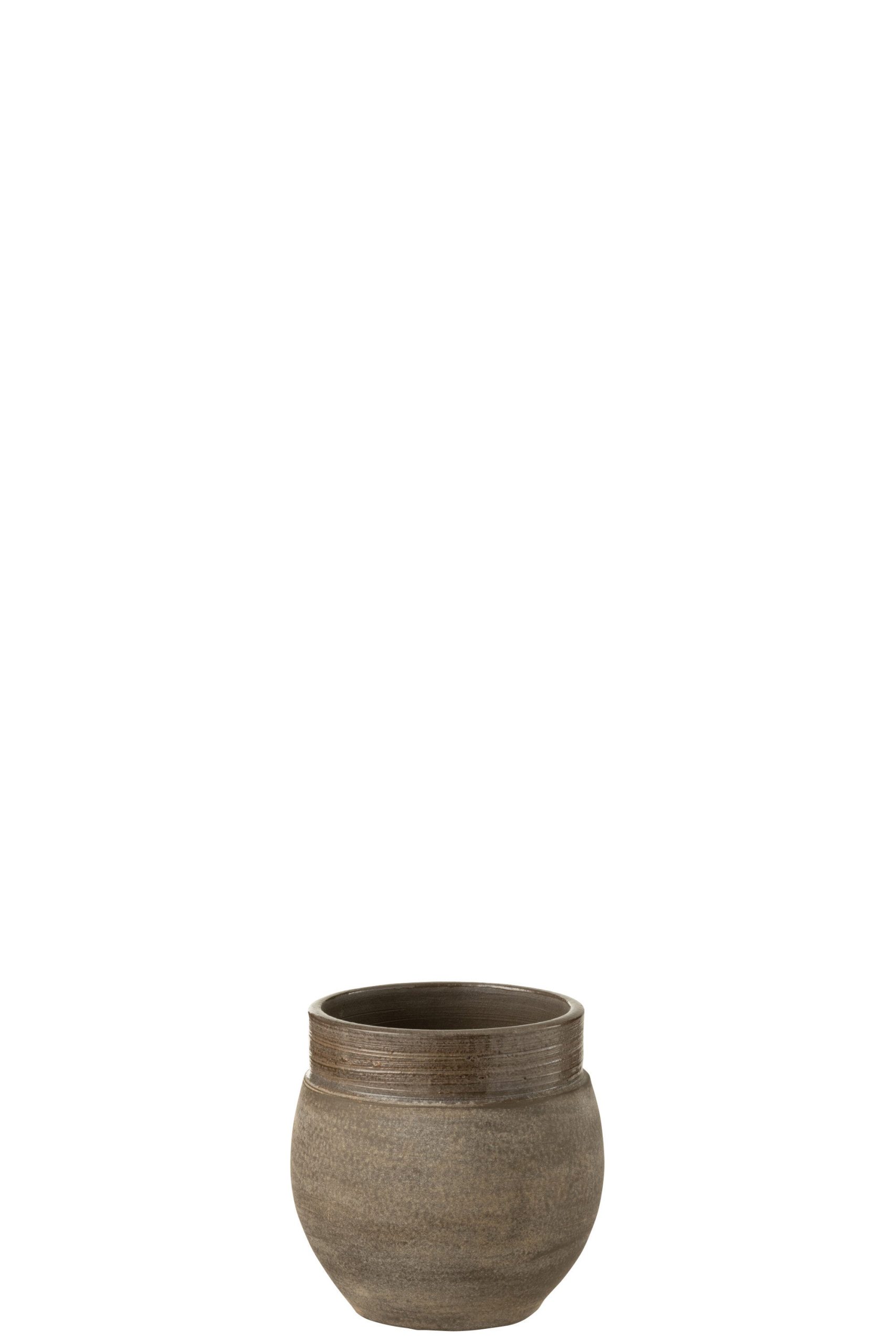 J-Line bloempot Gio - keramiek - bruin - extra small - 2 stuks - Ø 15