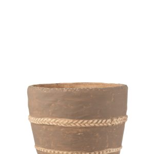 J-Line bloempot Gevlochten – cement – bruin – extra large – Ø 23.5 cm