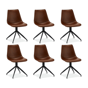 Furnhouse eetkamerstoel Isabel – Cognacbruin – Kunstleer – Set van 6