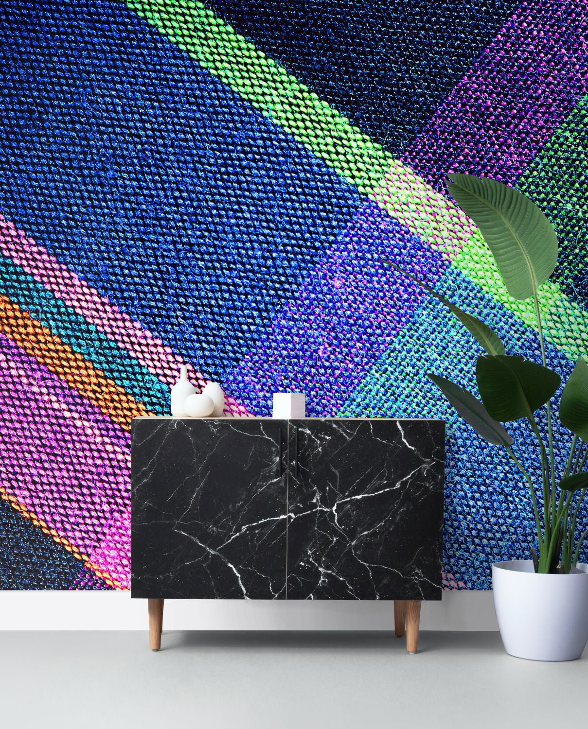 ESTAhome fotobehang ruiten blauw, roze, groen en paars - 400 x 279 cm